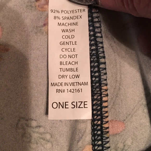 LuLaRoe Green Floral Leggings - One Size (OS) - Picture 4 of 5